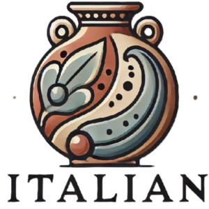 Italian ceramic pottery and leather bags store logo